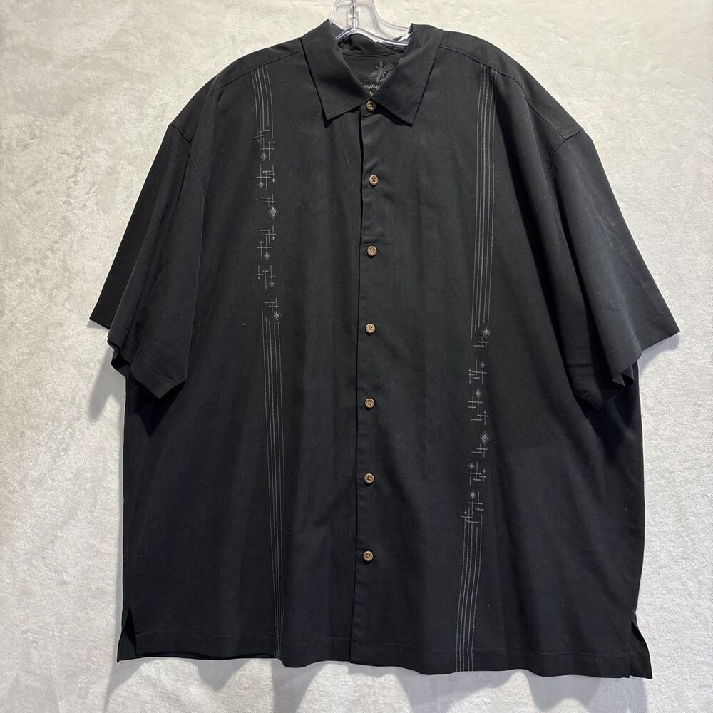 Tommy Bahama Shirt Men's XXL Silk Short Sleeve Vacation Bowling Dad Button Up